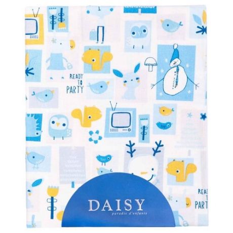 Многоразовые пеленки Daisy хлопок 90x150 мультяшки голубой