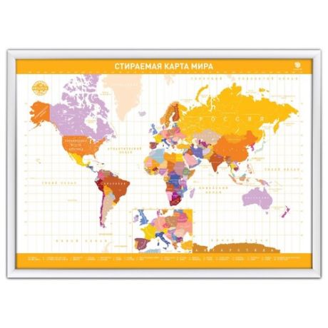 Smart Gift Стираемая карта мира Premium Edition желтая А2 42х59см