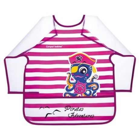 Canpol Babies Нагрудник с рукавами Apron with sleeves "Pirates", 36m+, 1 шт., расцветка: розовый осминог