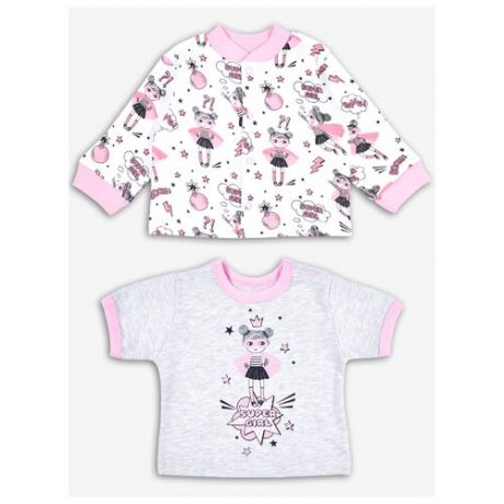 Комплект одежды Веселый Малыш размер 86, серый/белый/розовый