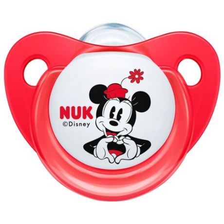 Пустышка силиконовая ортодонтическая NUK Trendline Disney Mickey Mouse 6-18 м (1 шт) красный