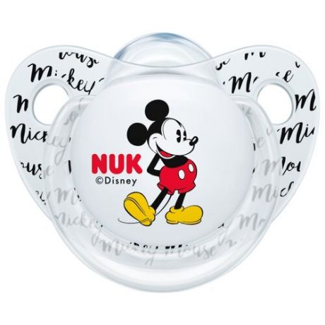 Пустышка силиконовая ортодонтическая NUK Trendline Disney Mickey Mouse 0-6 м (1 шт) белый