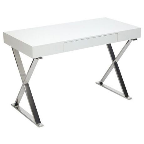 Письменный стол TetChair Lazetti EWD-HS01, 120х55 см, цвет: хромированный каркас/белый