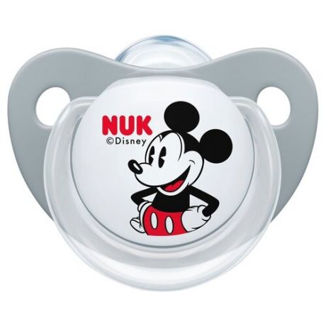 Пустышка силиконовая ортодонтическая NUK Trendline Disney Mickey Mouse 6-18 м (1 шт) серый