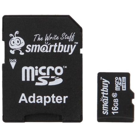 Карта памяти SmartBuy microSDHC Class 10 16GB + SD adapter