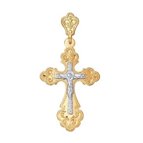 SOKOLOV Крест из комбинированного золота с гравировкой 121124