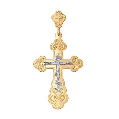 SOKOLOV Крест из комбинированного золота с гравировкой 121126