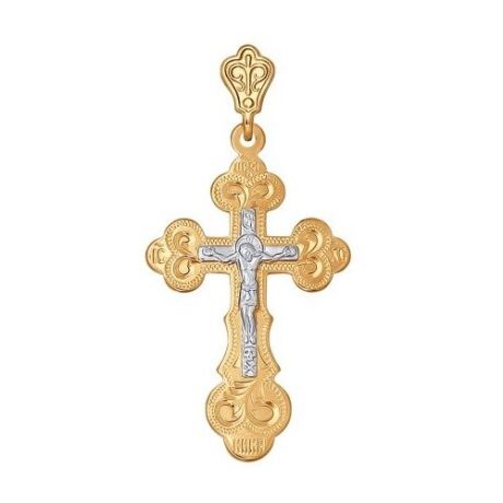 SOKOLOV Крест из комбинированного золота с гравировкой 121022