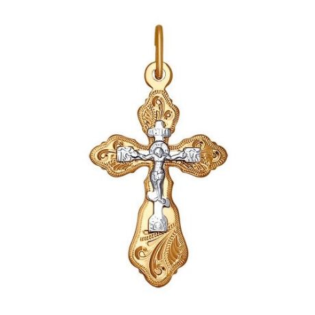 SOKOLOV Крест из комбинированного золота с гравировкой 121215