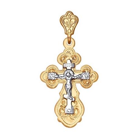 SOKOLOV Крест из комбинированного золота с гравировкой 121160