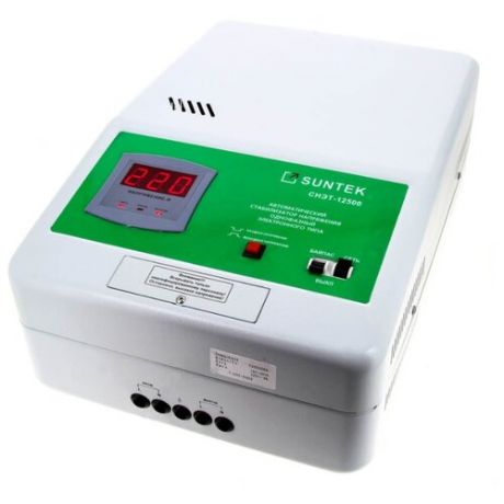 Стабилизатор напряжения однофазный SUNTEK СНЭТ-12500 белый/зеленый