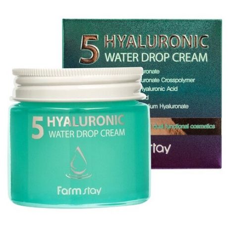 Farmstay Hyaluronic 5 Water Drop Cream Крем для лица с 5 видами гиалуроновой кислоты, 80 мл
