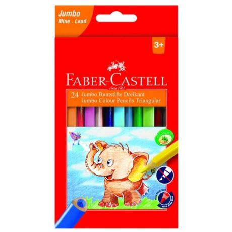 Faber-Castell Цветные карандаши Jumbo Triangular с точилкой 24 цвета (116524)