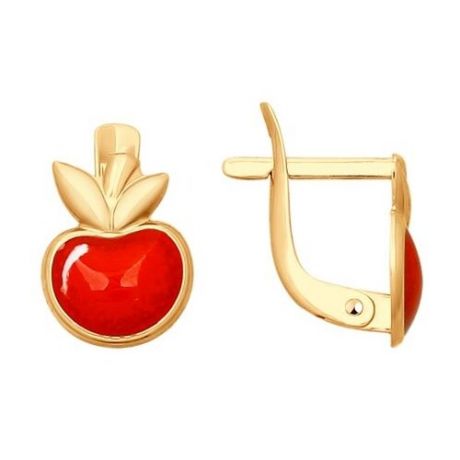 SOKOLOV Серьги из золота с красной эмалью «Яблочки» 027736