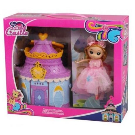 Наша игрушка Кукольный домик 5517-A, розовый/голубой/желтый