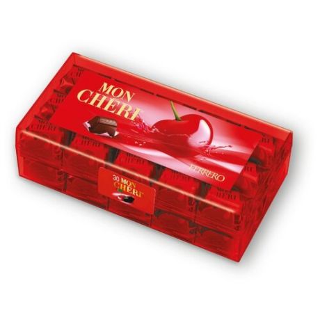 Набор конфет Mon Cheri из темного шоколада с цельной вишней и ликером 315 г красный