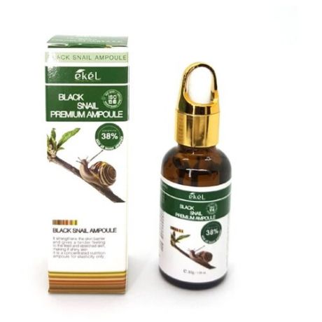 Ekel Black Snail Premium Ampoule Ампульная сыворотка для лица с муцином улитки, 30 г