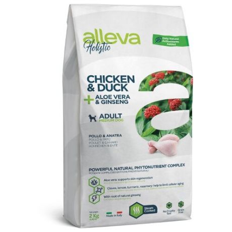 Сухой корм для собак Alleva курица, утка 2 кг (для средних пород)