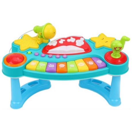 Развивающая игрушка Жирафики Пианино с микрофоном голубой/красный/желтый