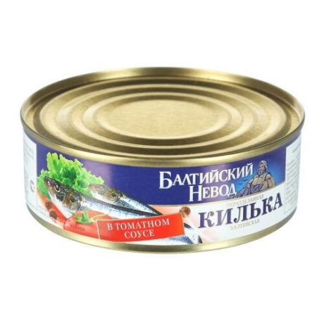Балтийский Невод Килька неразделанная в томатном соусе, 230 г