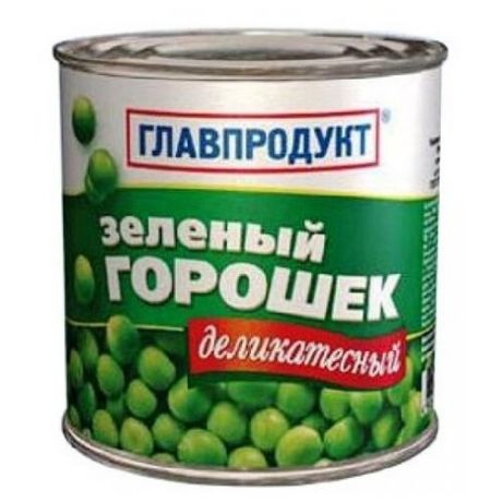 Зеленый горошек Главпродукт деликатесный, жестяная банка 400 г