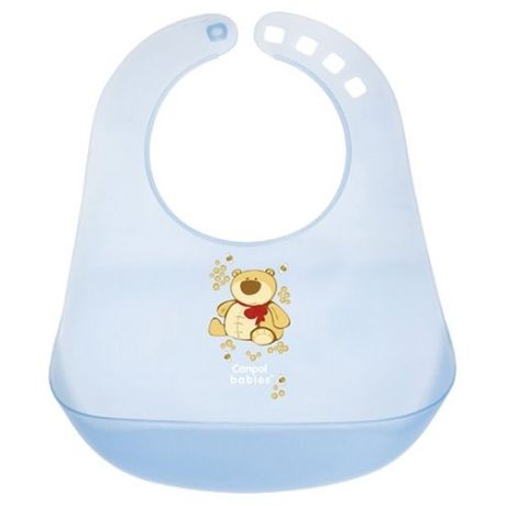 Canpol Babies Нагрудник Colourful plastic bib, 1 шт., расцветка: голубой медведь