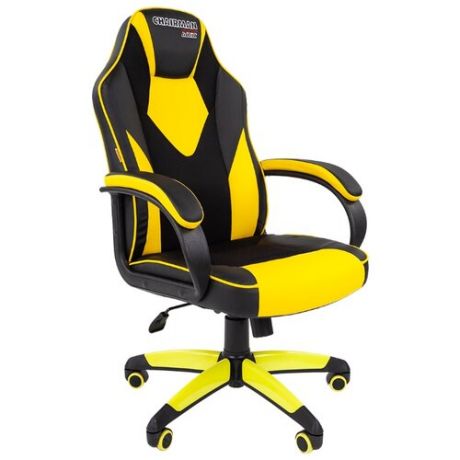 Компьютерное кресло Chairman GAME 17 игровое, обивка: текстиль/искусственная кожа, цвет: черный/желтый
