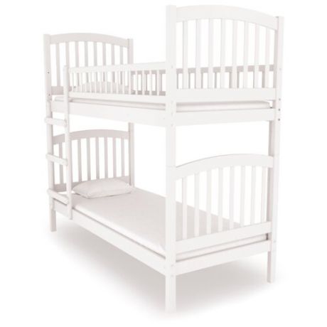Двухъярусная кровать детская Nuovita Senso Due, размер (ДхШ): 198х93 см, спальное место (ДхШ): 190х80 см, каркас: массив дерева, цвет: bianco
