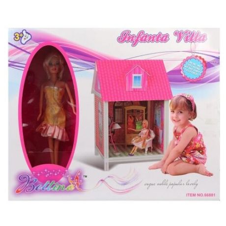 Наша игрушка Домик для куклы 66881, розовый/белый