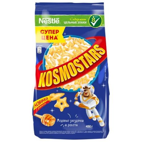 Готовый завтрак Kosmostars Медовые звездочки и ракеты, пакет, 450 г