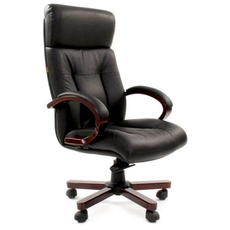 Компьютерное кресло Chairman 421 для руководителя, обивка: натуральная кожа, цвет: черный