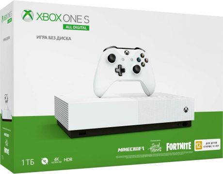 Microsoft Xbox One S 1Tb + Sea Of Thieves, Minecraft, Fortnite (белый)