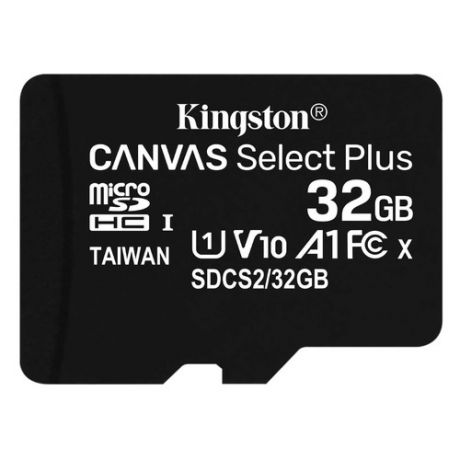 Карта памяти microSDHC UHS-I KINGSTON CanvSelect Plus 32 ГБ, 100 МБ/с, Class 10, SDCS2/32GBSP, 1 шт.