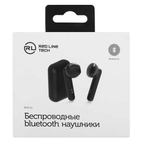 Наушники с микрофоном REDLINE BHS-22, Bluetooth, вкладыши, черный [ут000019148]