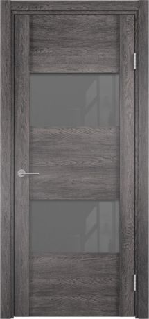 Дверь межкомнатная остеклённая с замком и петлями в комплекте Квадро 80x200 см ПВХ цвет серый