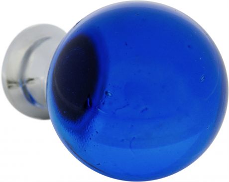 Ручка-кнопка мебельная KF10-13, хром, цвет синее стекло