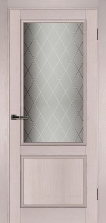 Дверь межкомнатная остеклённая Юта 2/1 80x200 см, CPL, цвет вайт, стекло с гравировкой, с фурнитурой