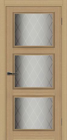 Дверь межкомнатная остеклённая Юта 3/3 60x200 см, CPL, цвет лаго, стекло с гравировкой, с фурнитурой