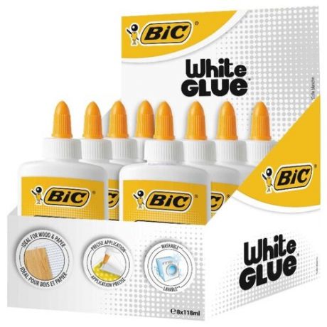 BIC Клей White Glue 118мл х 8 шт.