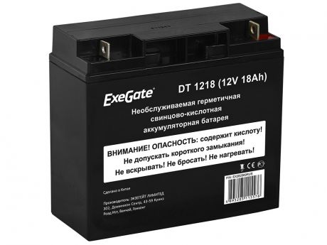 Аккумулятор для ИБП ExeGate DT 1218 12V 18Ah клеммы под болт M5 EX282969RUS