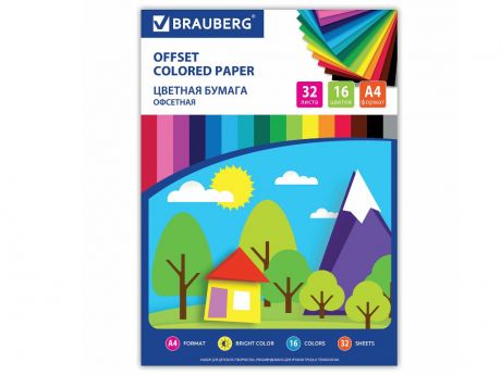 Цветная бумага Brauberg Лесная сказка А4 32 листа 16 цветов 111328