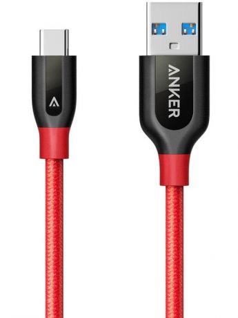 Аксессуар Anker PowerLine+ USB-C - USB-A 3.0 90cm Red A8168H91
