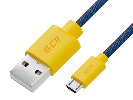 Аксессуар Greenconnect USB 2.0 AM - microB 5pin 50cm Jeans-Yellow GCR-51410