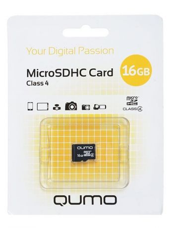 Карта памяти 16Gb - Qumo Micro Secure Digital HC Class 4 QM16GMICSDHC4NA