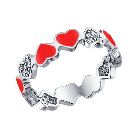 Серебряное кольцо с сердечками SOKOLOV