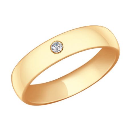 Обручальное кольцо SOKOLOV из золочёного серебра с фианитом