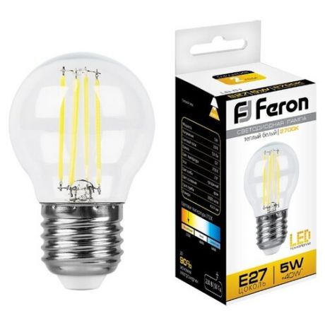 Лампа светодиодная Feron LB-61 25581, E27, G45, 5Вт