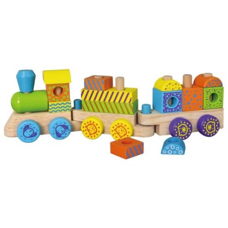 Развивающая игрушка Viga Поезд 50572 белый/желтый/голубой/красный