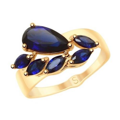 SOKOLOV Кольцо из золота с синими корунд (синт.) 715517, размер 18