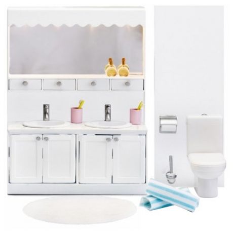Lundby Набор мебели для ванной комнаты с 2 раковинами Смоланд (LB_60208800) белый